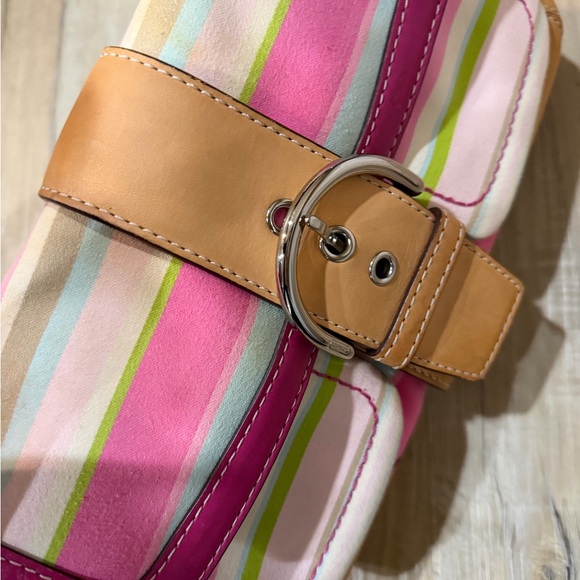 Coach Pink and Tan Striped Hobo Bag - Picture 4 of 4